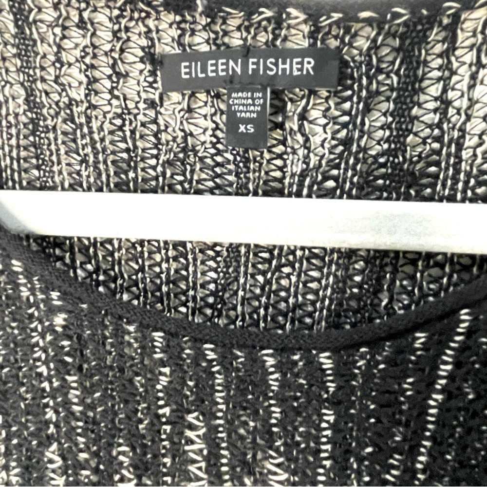 Eileen Fisher Black Sweater Wool Linen Relax Box Top Lightweight SZ XS - Picture 4 of 8